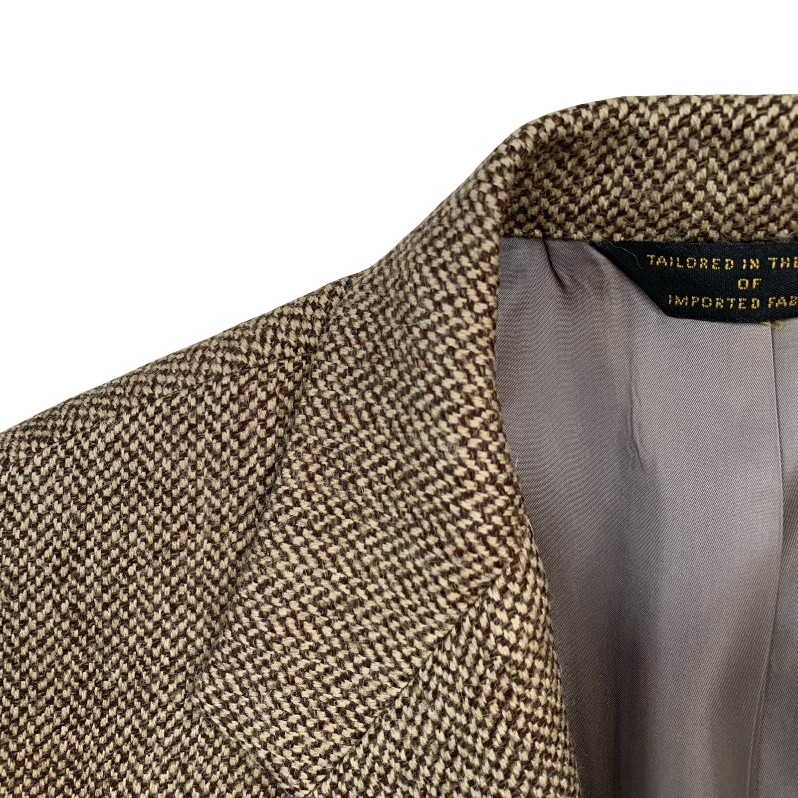 VTG 40 L Southwick Clothes Light Brown Chunky Knit Patch Pocket Wool Blazer