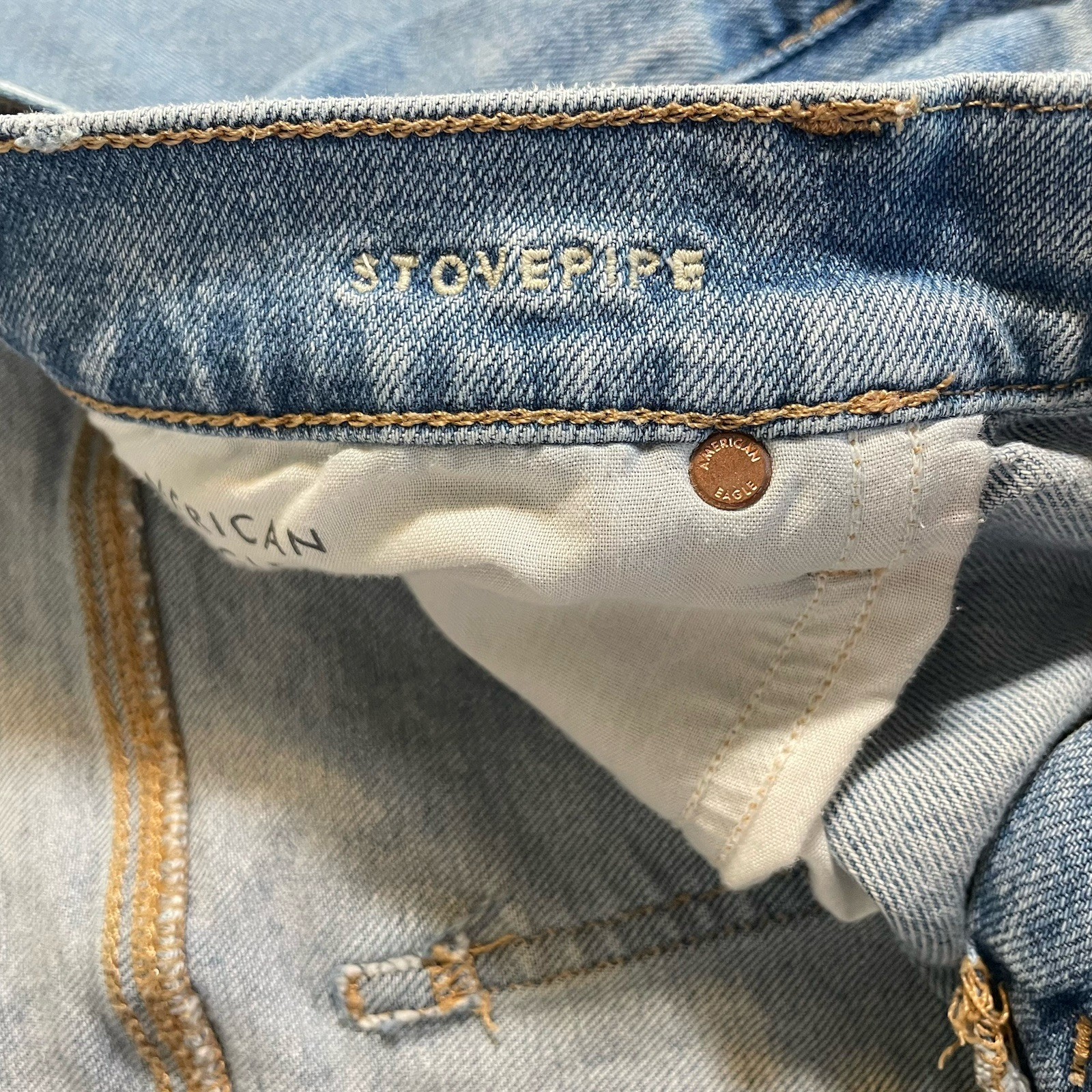 American Eagle Strigid Jeans Sz 10 Stovepipe Denim Jeans Medium Indigo