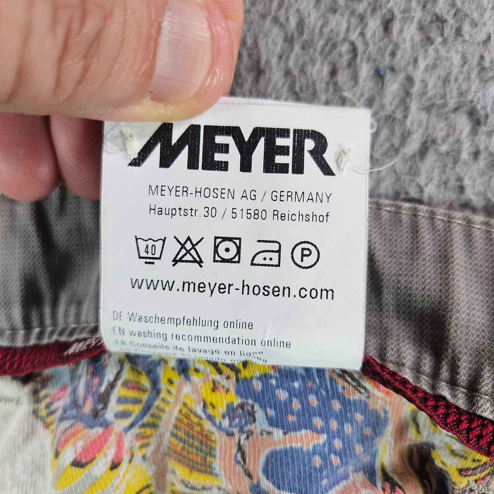Meyer Diego Mens Pants Gray Cotton Stretch Straight Leg Trousers Size 36×32 54