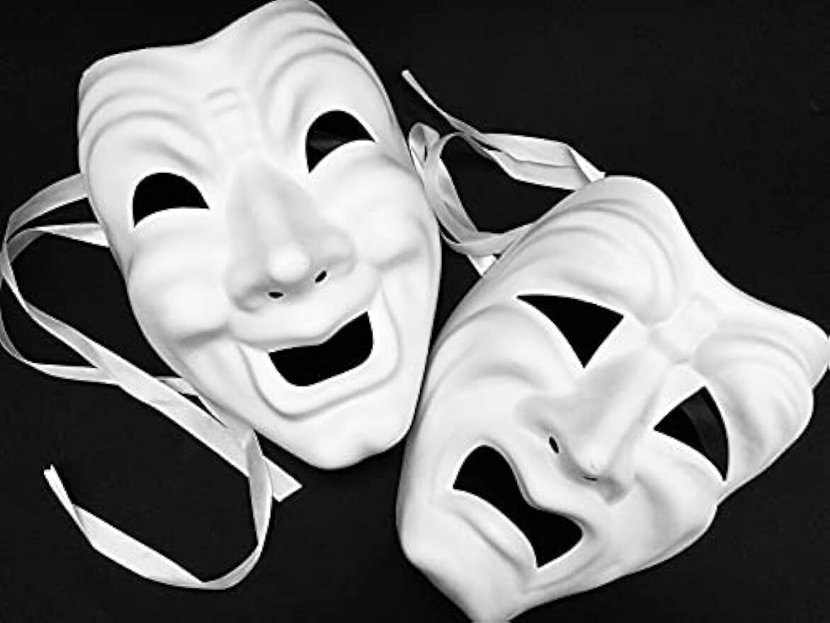 Blank DIY Masquerade Comedy Tragedy Mask Unisex Adult Performance Play Halloween