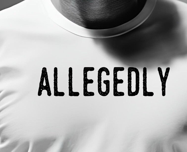 “Allegedly” Screen printed 100% cotton T-shirt hand made California Size L
