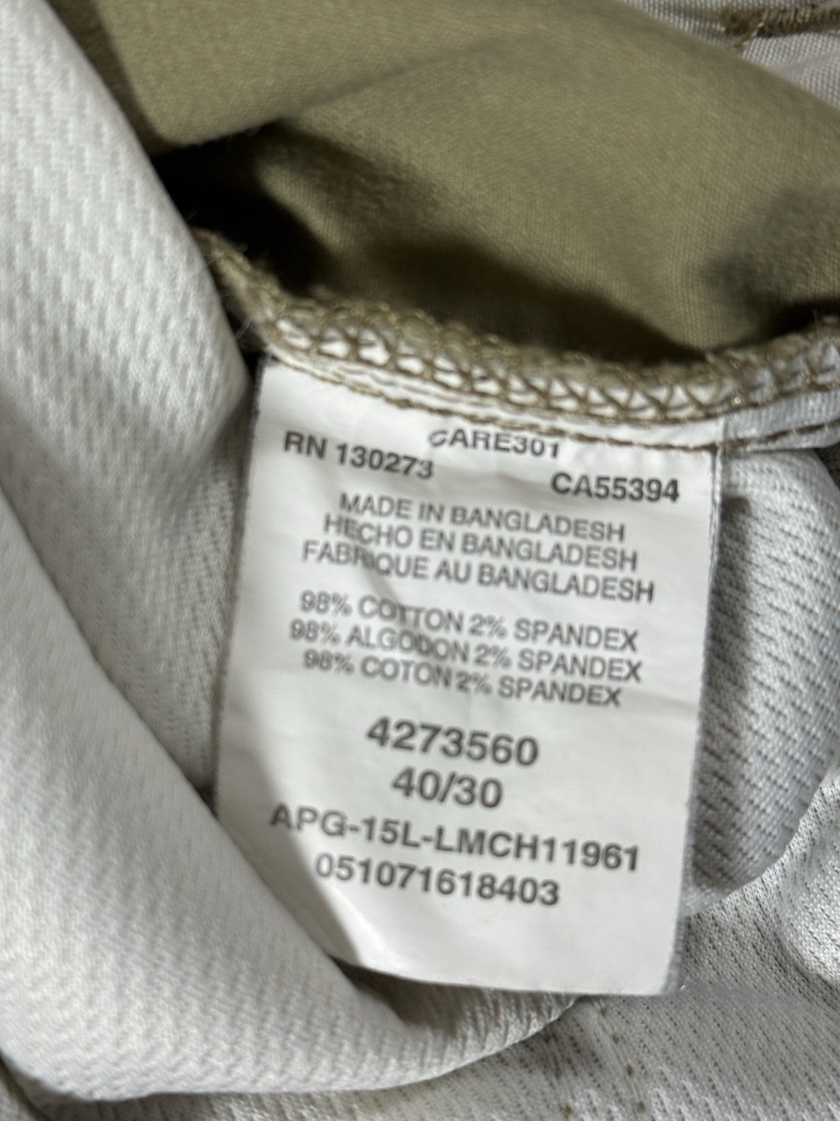 Lee Extreme Comfort Straight Fit Pant 40×30 Khaki Performance Gorp Campcore