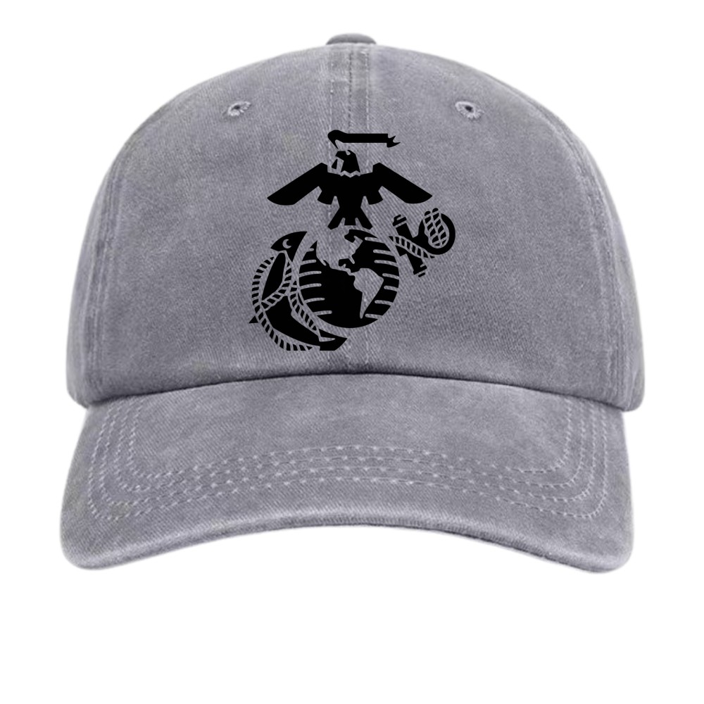 USMC Eagle Globe Anchor Washed Baseball Cap Adjustable Marine Corps Tribute Hat