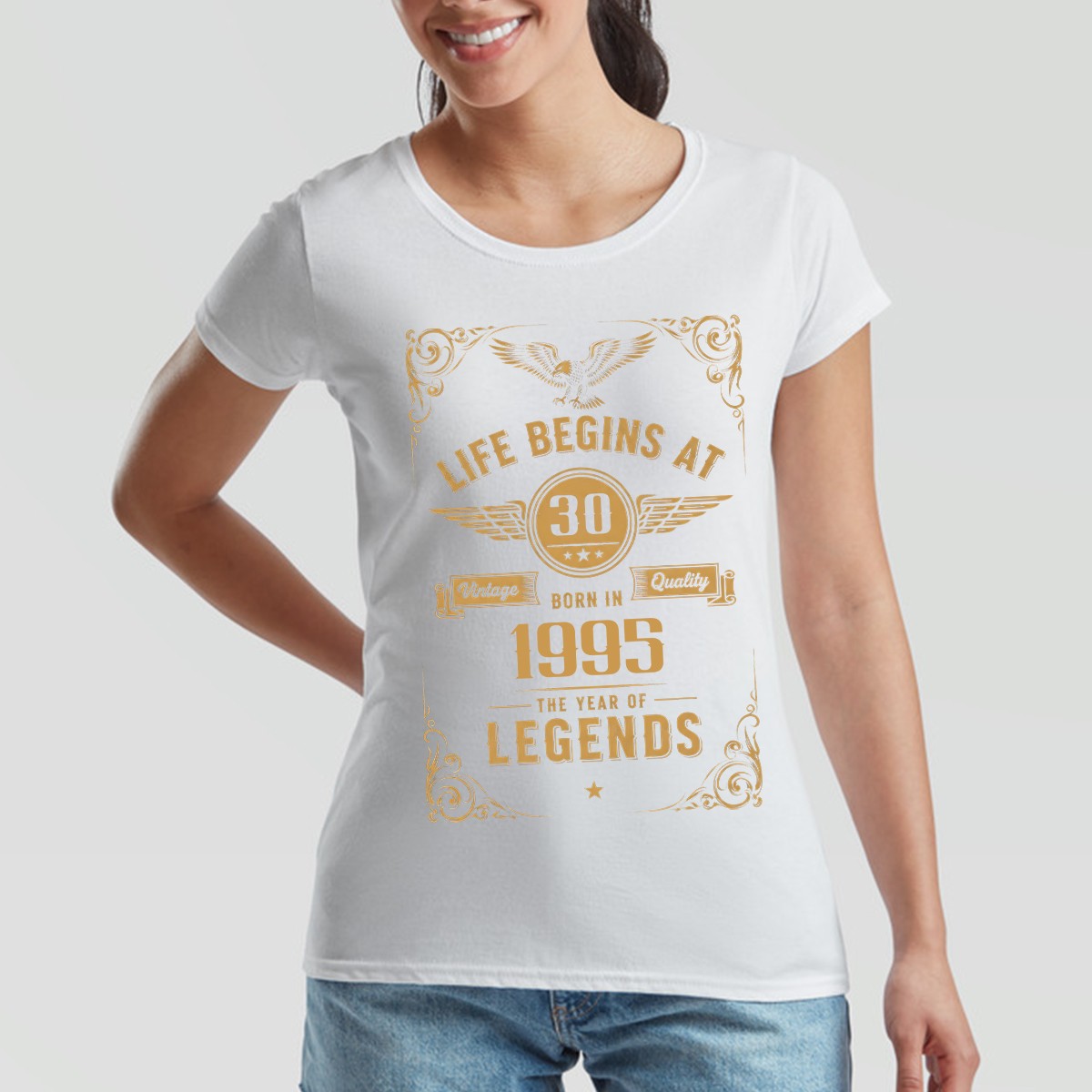 Life Begins At 30 Born In 1995 Womens T-Shirt 30th Birthday Legends Tee