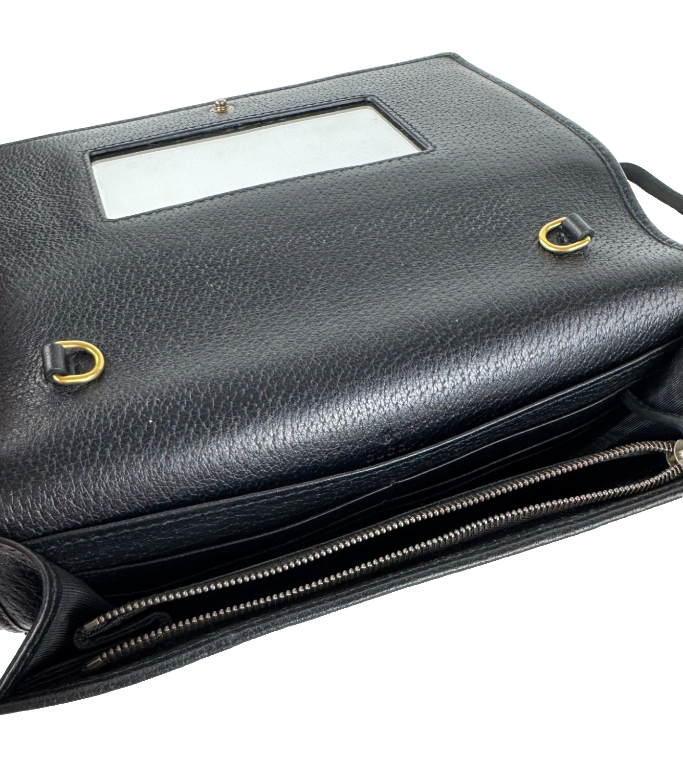 Gucci New Auth Black Leather Mini GG Marmont Crystal Wallet Chain Bag Dust Bag