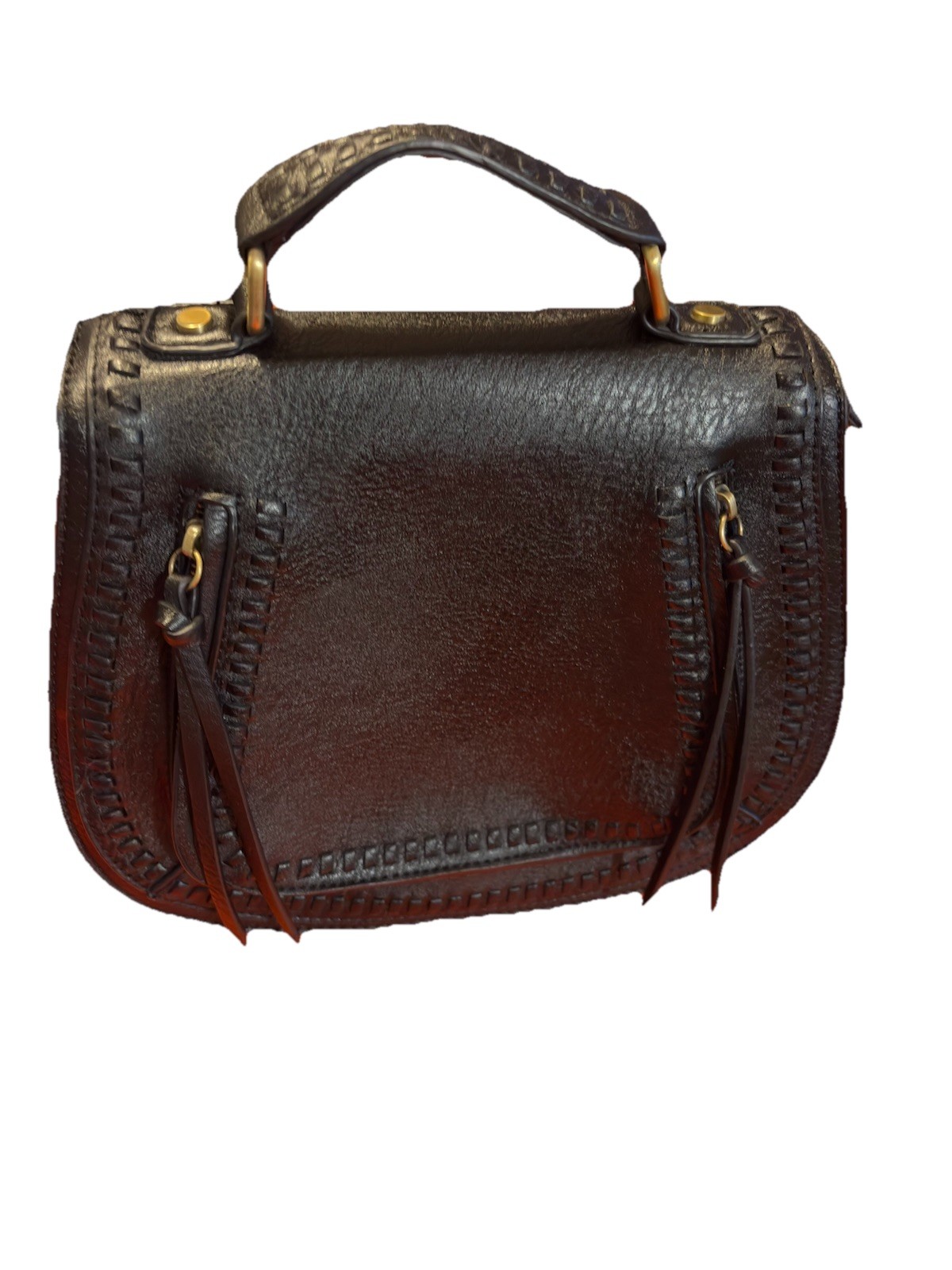 Madison West Black Crossbody Saddle Bag Magnetic Flap Zip Pockets Adjustable