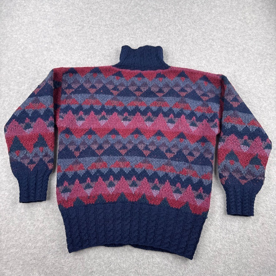 100% Alpaca Wool Cardigan Sweater By Casa M Womens Colorful Thick Warm
