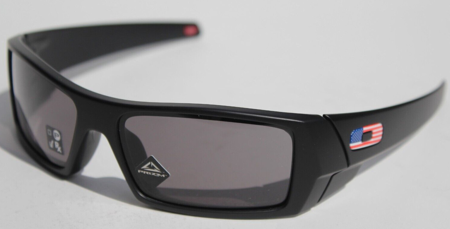 OAKLEY Gascan Sunglasses Matte Black/Prizm Grey SI USA FLAG RARE NEW OO014-79