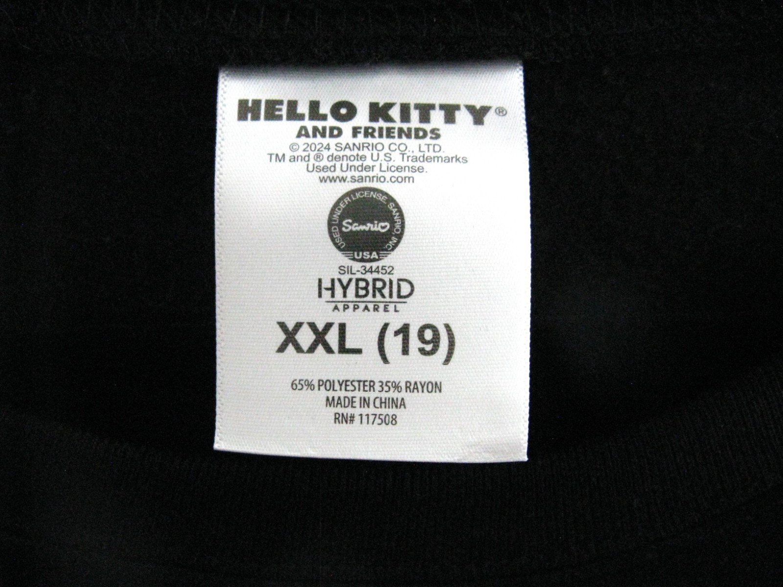 Hello Kitty & Friends Hybrid Apparel Women’s Black Graphic Sweatshirt Size XXL