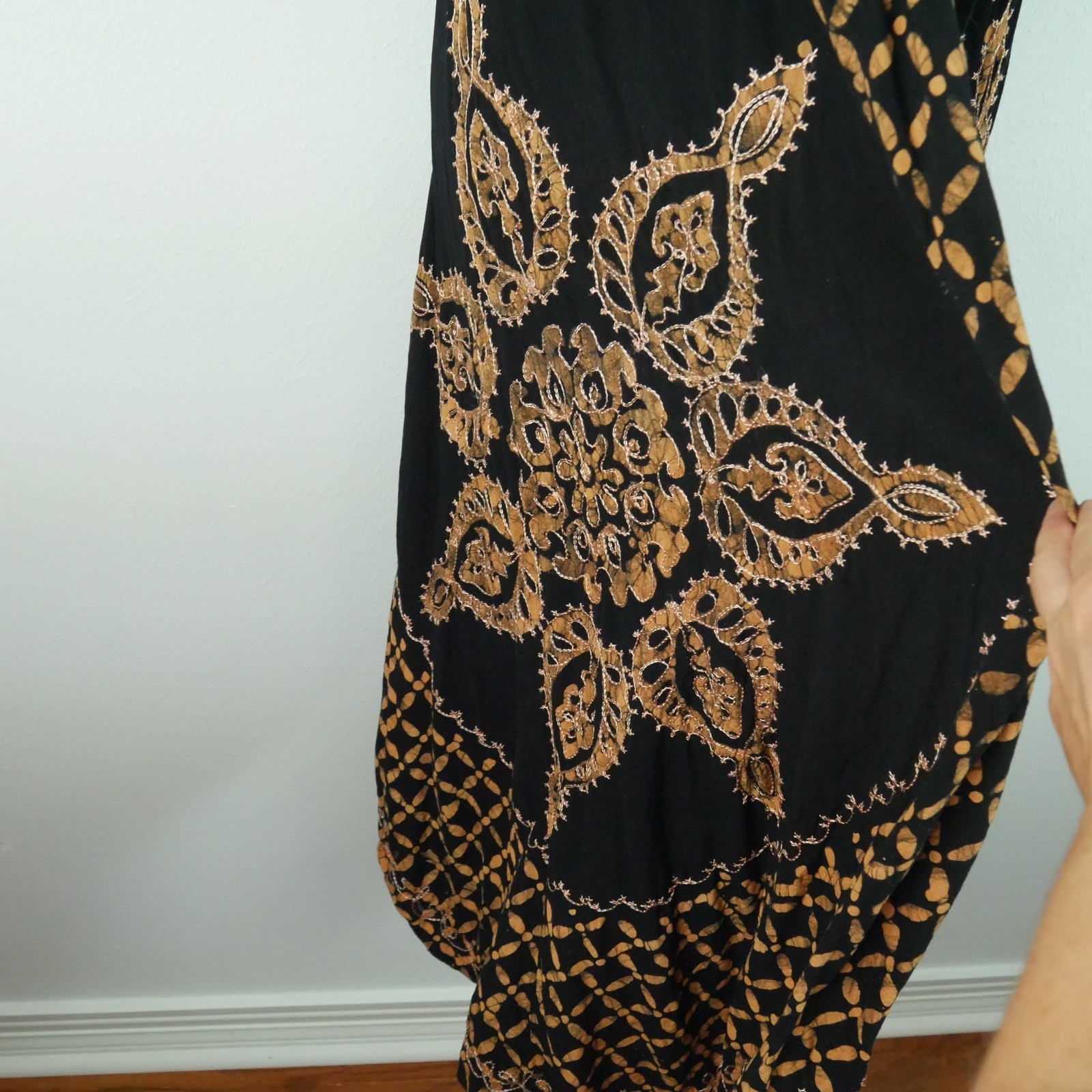Embroidered Batik Handkerchief Hem Dress Free Size Festival Fairy Grunge Hippy