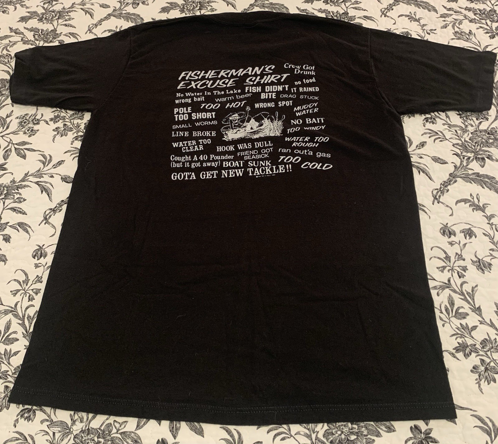 Vintage 1980 Jerzees By Russell Fisherman’s Excuse Novelty T Shirt Size L 42-44
