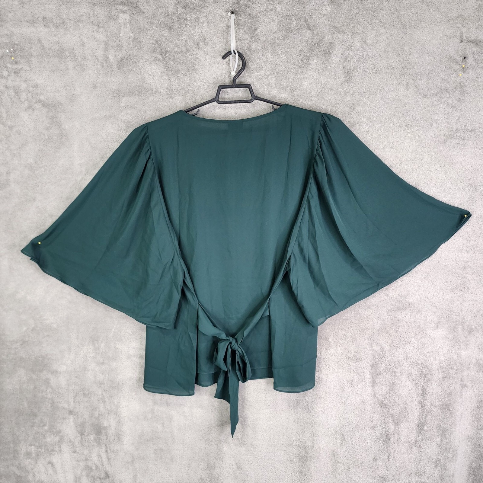 Womens Green Worthing Blouse Round Neck Bell Sleeve Back Waist Tie Size 3X