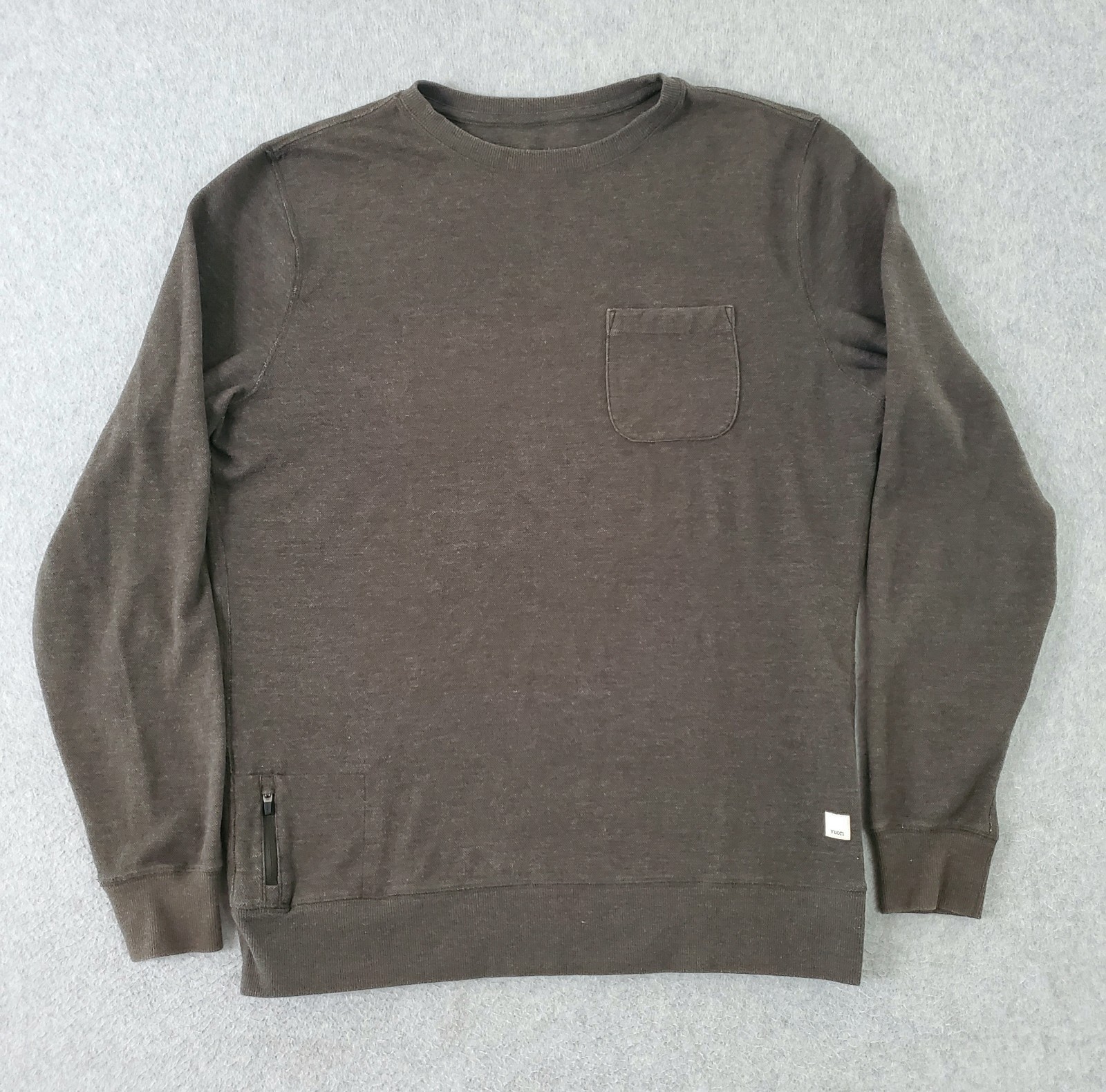Vuori Jeffreys Sweatshirt Mens Medium Pullover Zip Pocket Brown Crew Neck V218