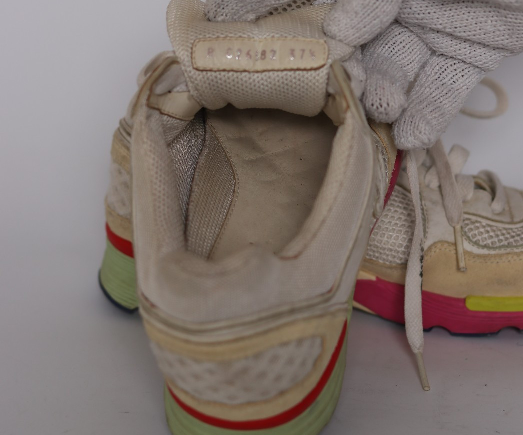 Chanel White Mesh And Leather CC Lace Up Sneakers Size 37.5