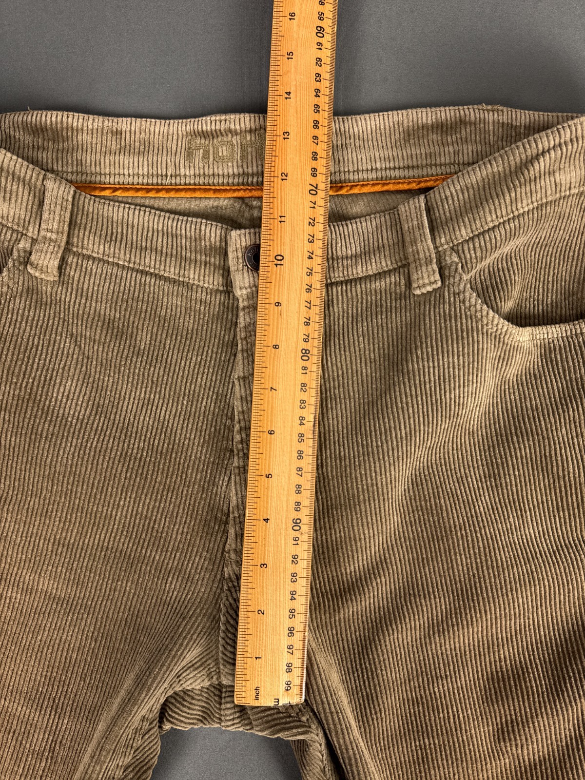 Hattric Tan Brown Corduroy Trousers 40×32 98% Cotton Stretch Smart Casual