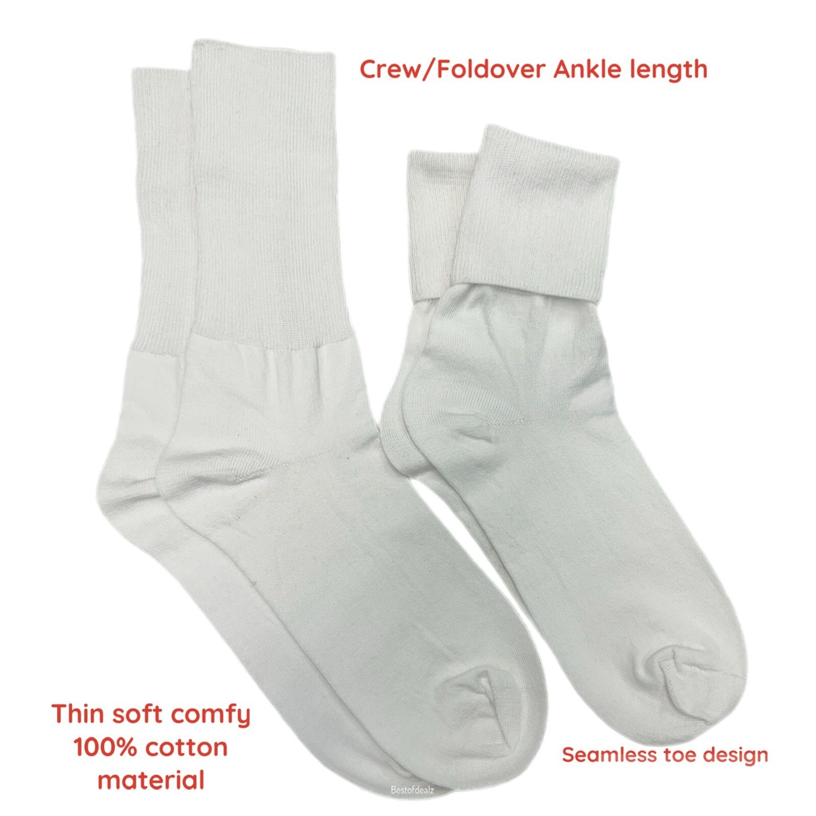 Buster Brown 100% Cotton Anklet Socks 6 Pairs Black White No Elastic Sz Opt
