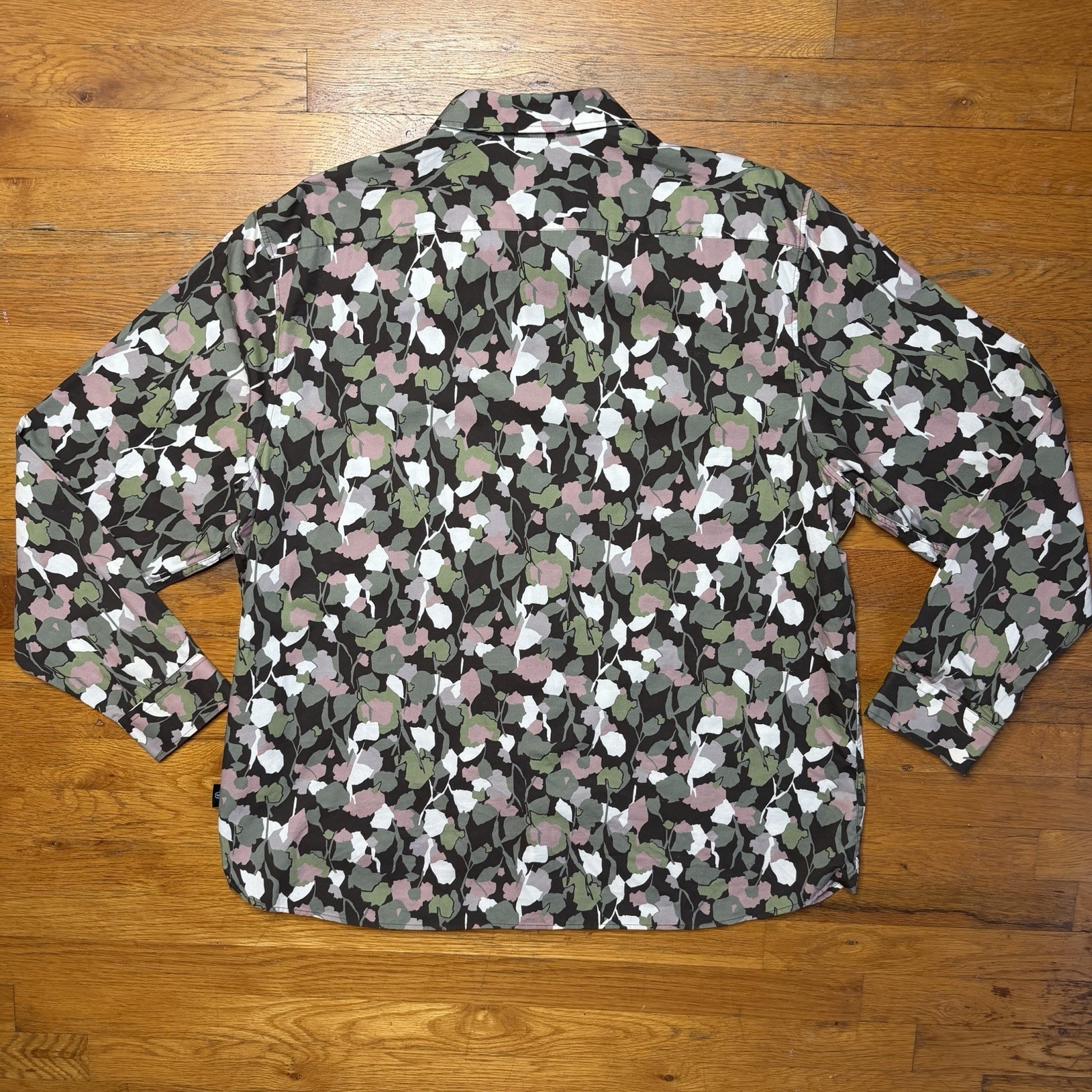 Ted Baker Men Button Up Shirt Size 7 3XL Cotton Floral Green Brown Pink Shirt