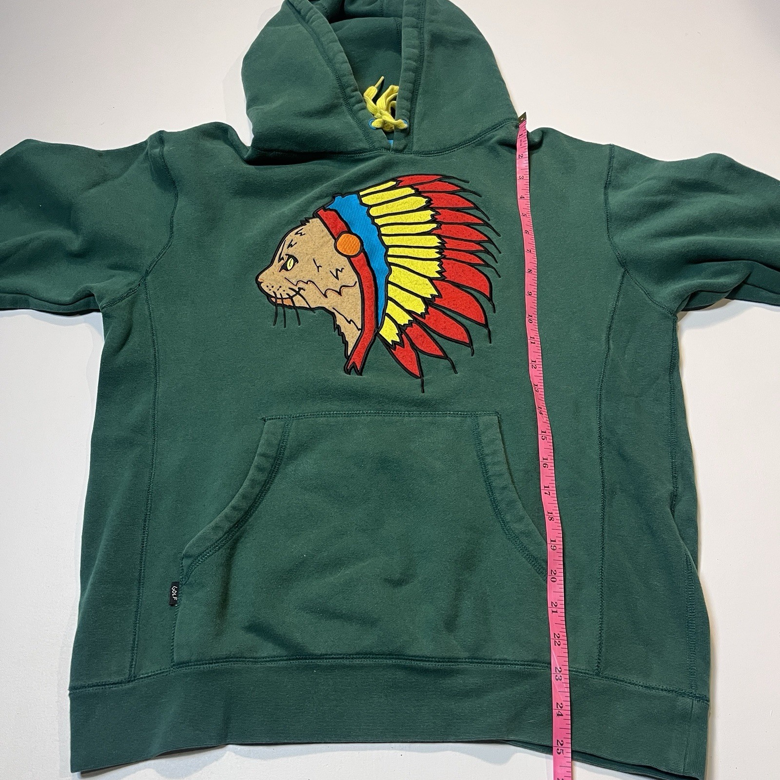 Golf Wang Hoodie Native Cat Tyler The Creator Medium Embroidered Green Indian