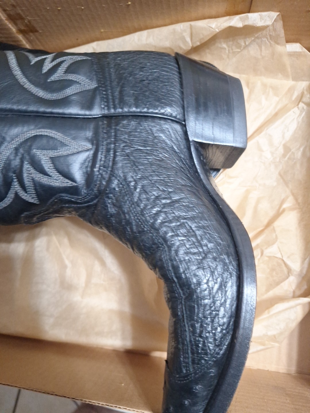 J Chisholm Cowboy Boots 8D, Exotic Ostrich Leg Leather, Excellent. Handmade USA
