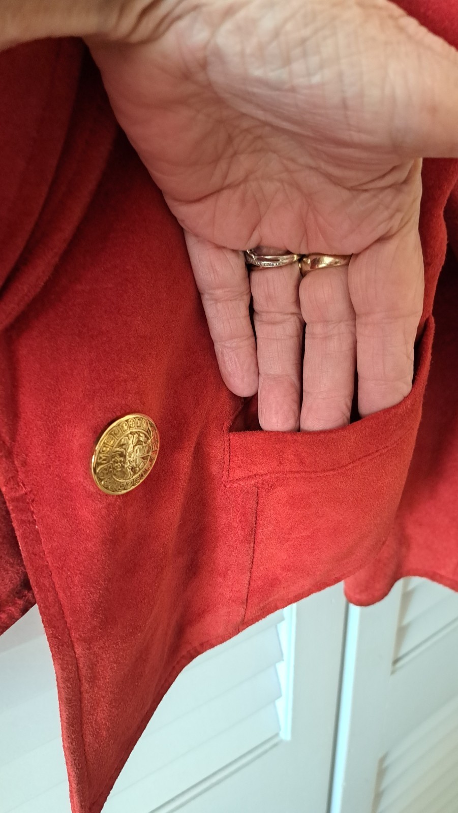 Madeleine Size 40/12 Red Genuine Leather Suade Jacket