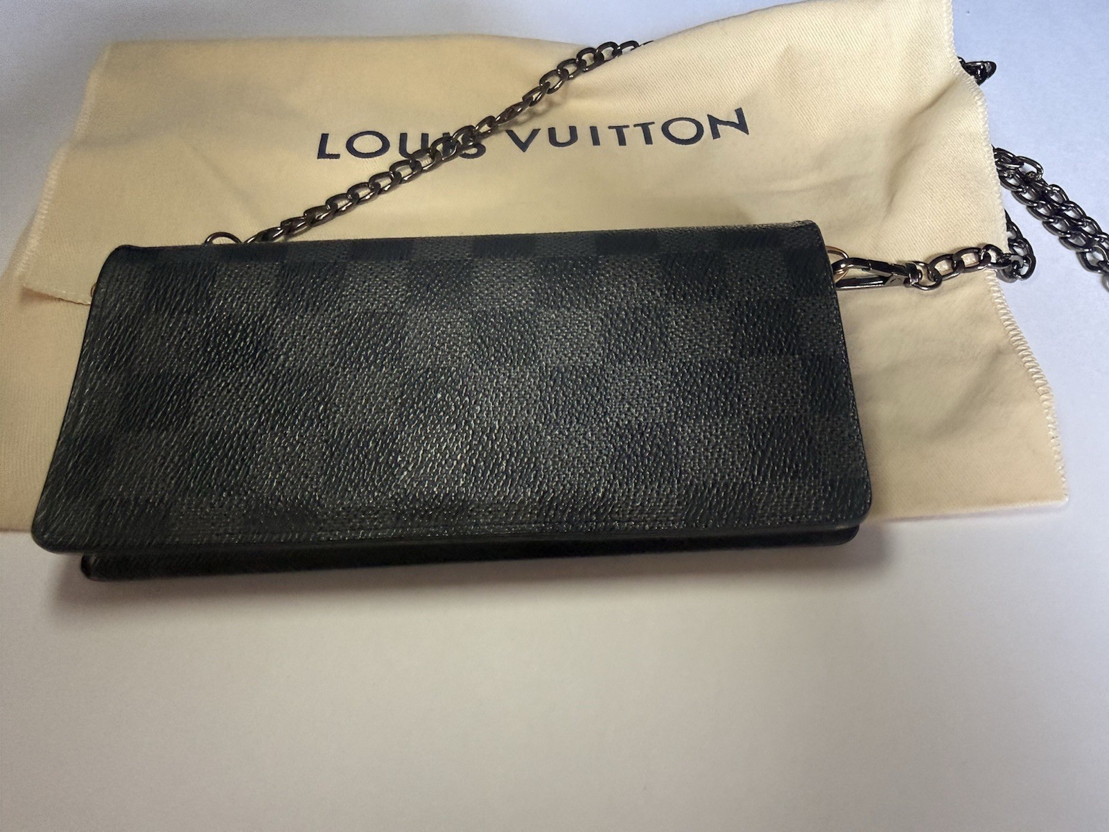 Louis Vuitton Damier Graphite Wallet w/ after market chain/insert to crossbody