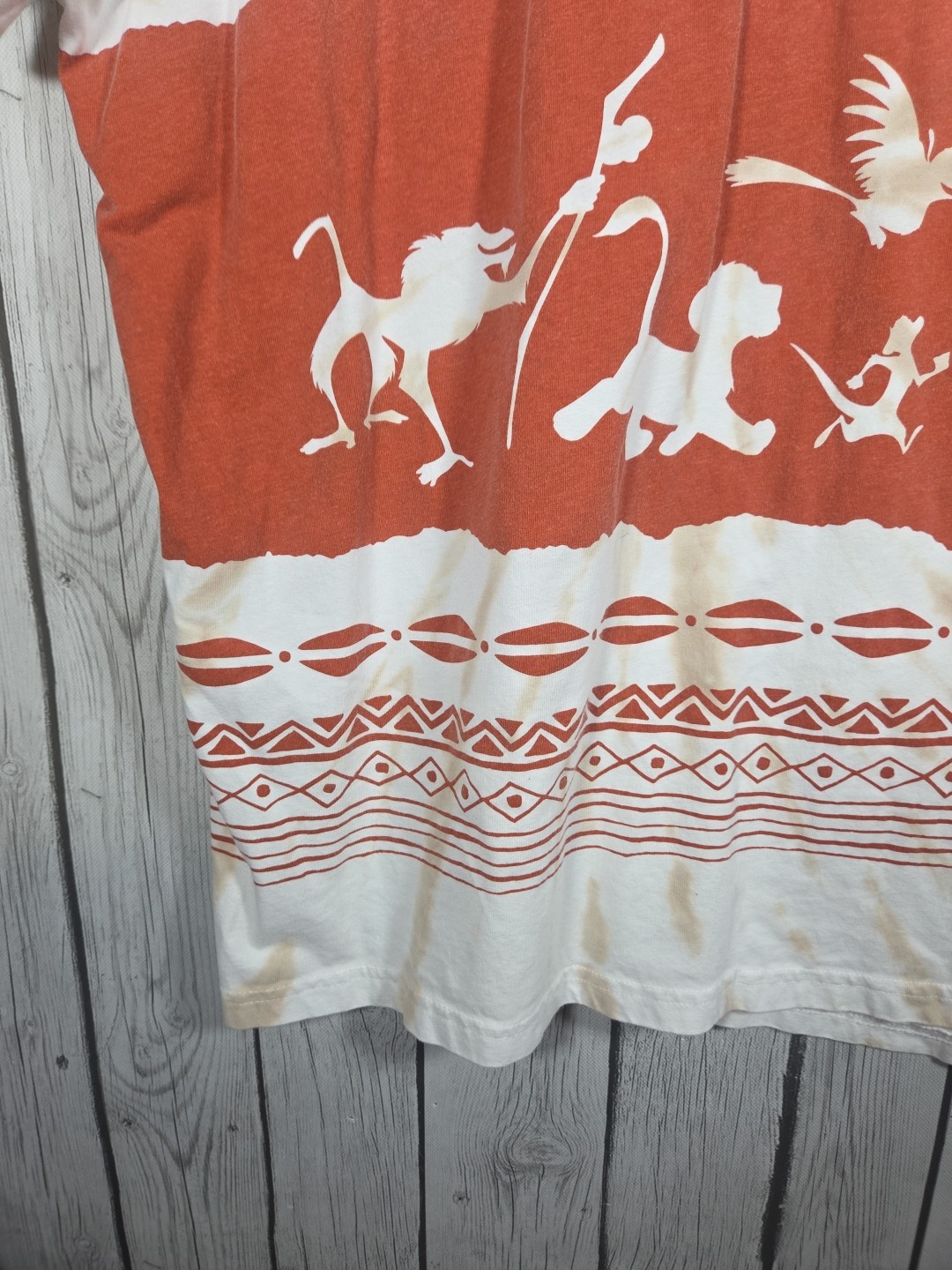 Disney The Lion King TShirt White Orange Size XL Tye Dye Simba Timon Pumba Print