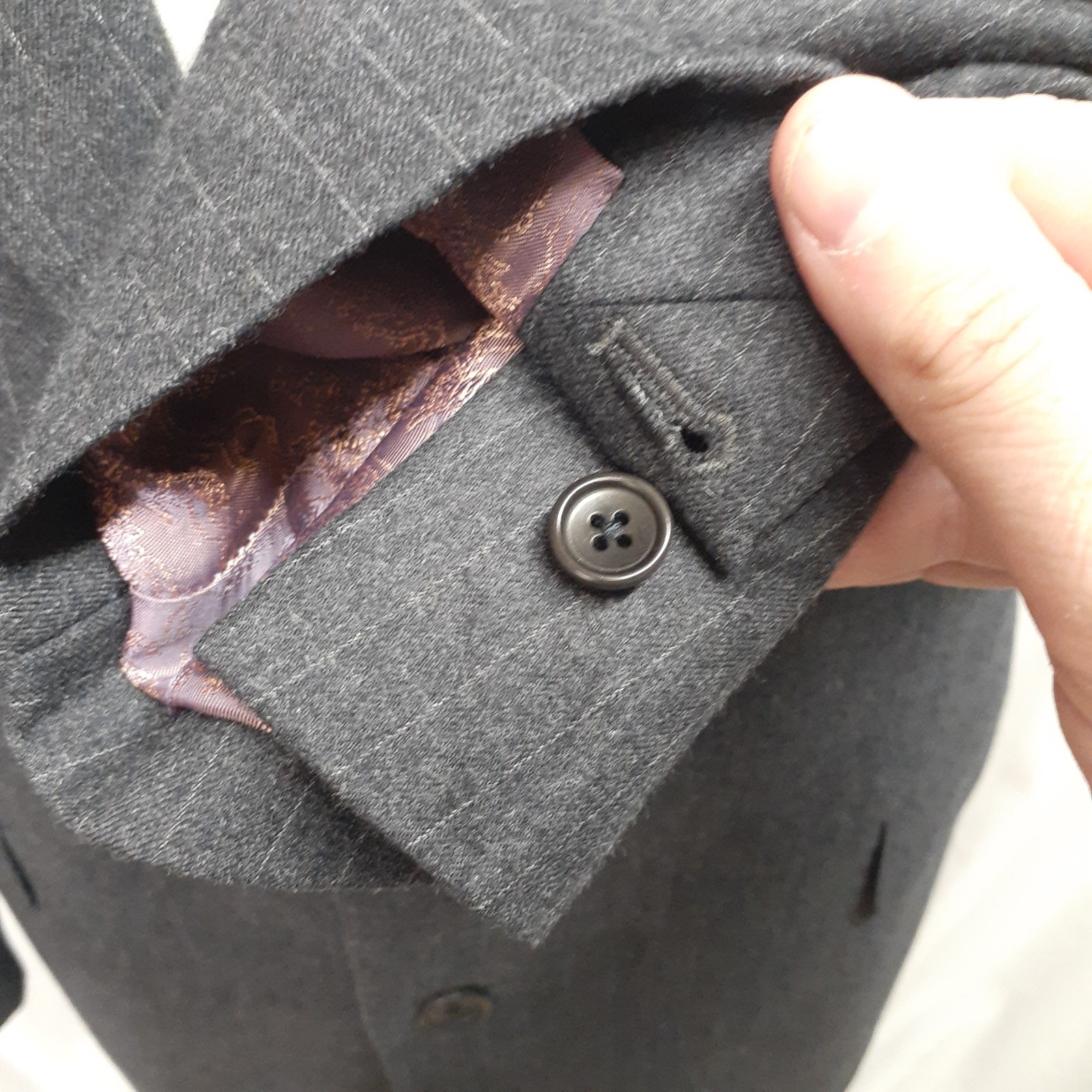 Coppley Suit 40 41 42 R 50/50 Wool Cashmere Flannel Gray Striped Dual Vents