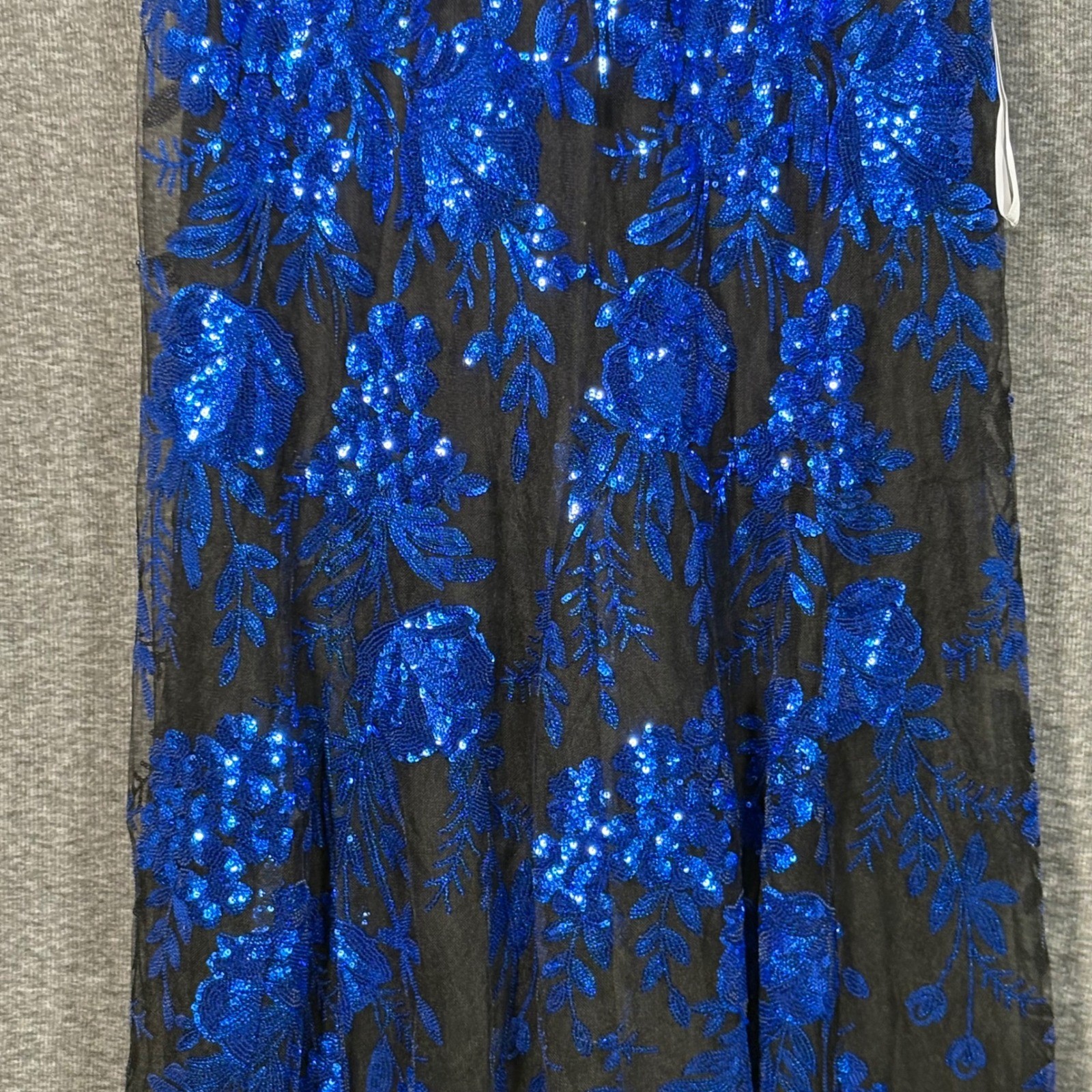 Dress The Population Eleanor Electric Blue Sequin Floral Maxi Gown Womens Large