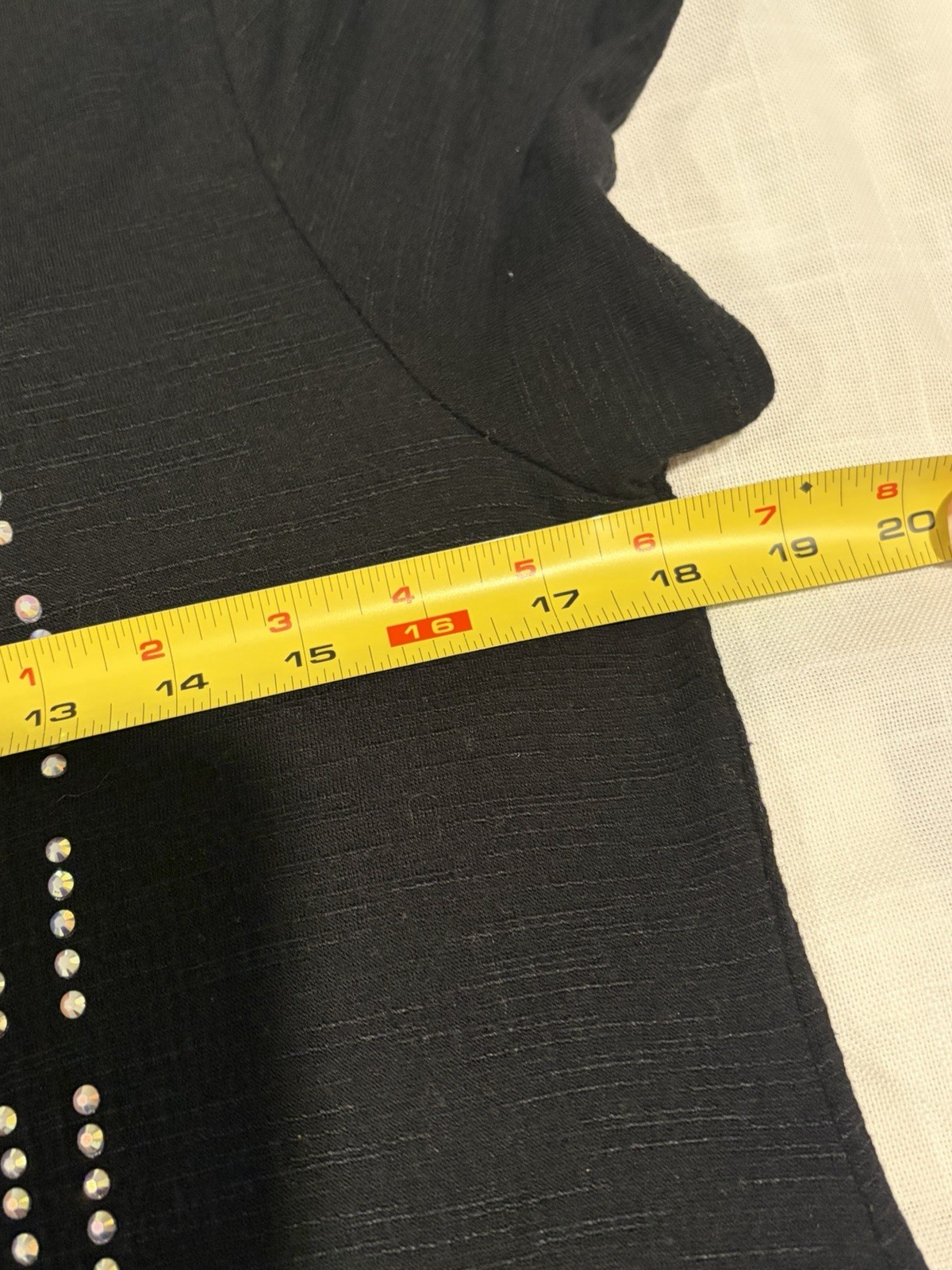 Vocal Black Knit Crystal Studded Tunic Top~ M~Hi Low Lace Back Whimsigoth Rocker
