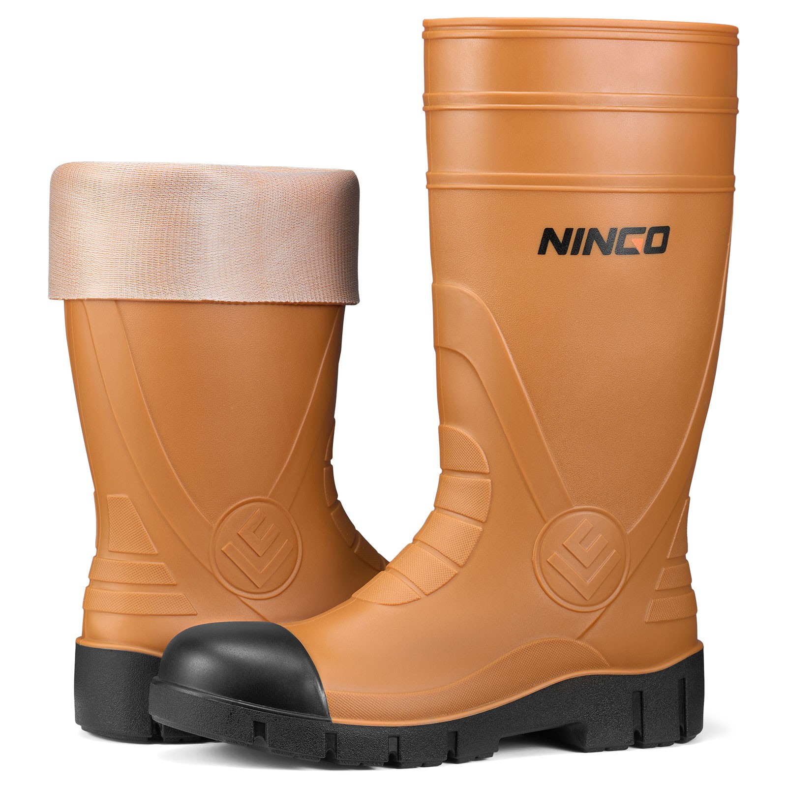 NINGO Men Steel Toe Waterproof Rain Boot Puncture & Slip Resistant Mud Work Boot