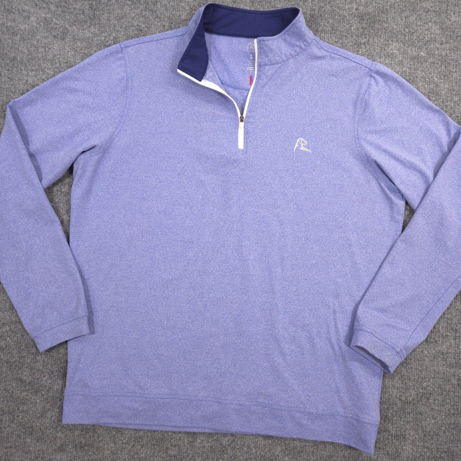 Rhoback 1/4 Zip Mens Large Blue Heather Q-Zip Performance Golf Preppy Pullover