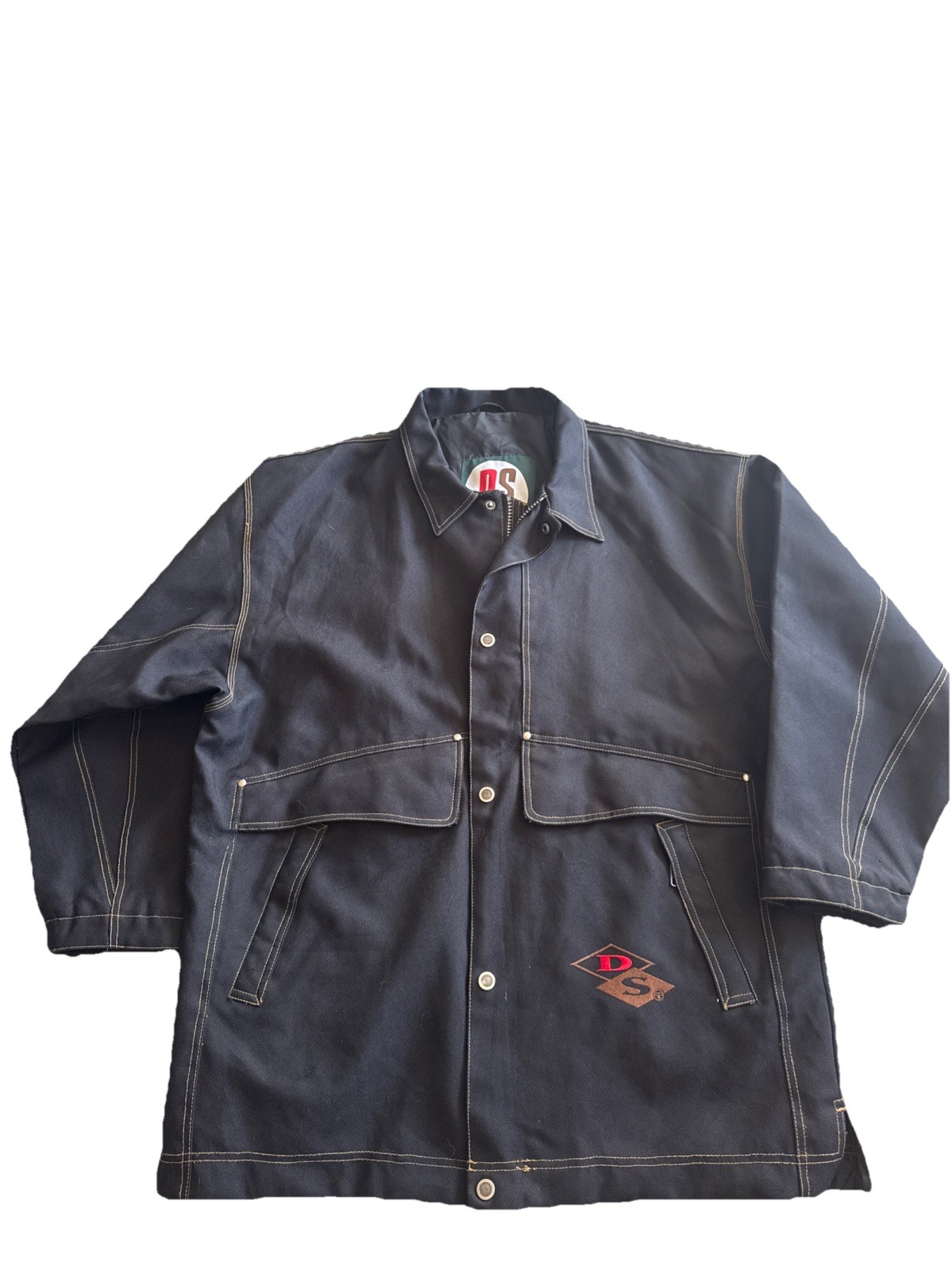 Vintage DS Denim Canvas Twill Parka Coat Jacket Mens XL Black Hong Kong Hip Hop