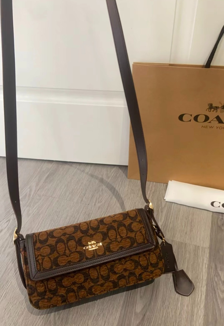 Coach Etta Small Flap Shoulder Bag in Signature Chenille Trüf CCV65 Outlet NEW