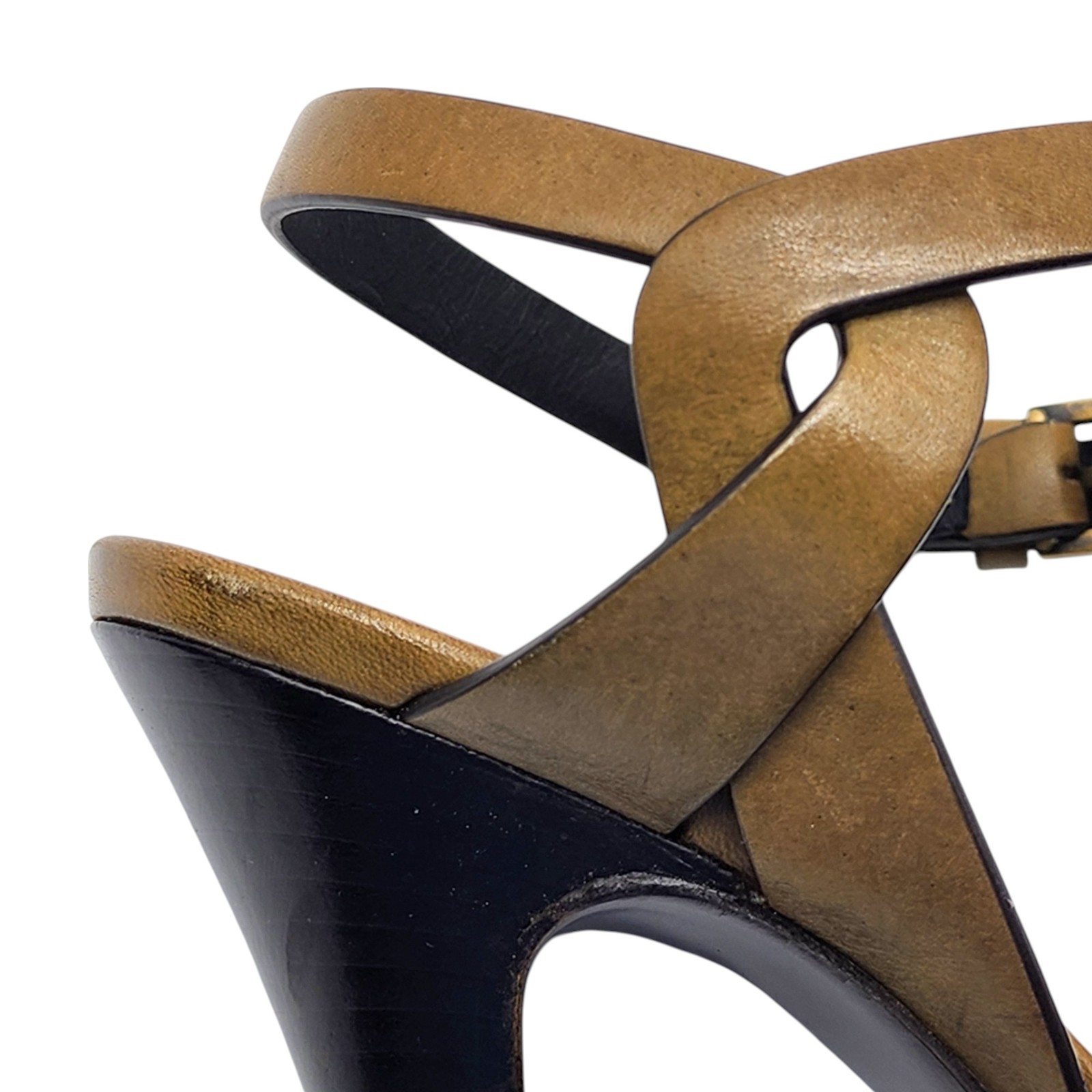 Saint Laurent Tribute Platform Leather Pumps Sandals Brown EU 35 US 5 $1100 NWB