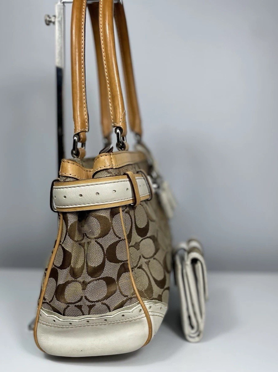 Coach Vintage Hampton Tassel Satchel 1447 Jacquard Canvas Leather COA & Wallet