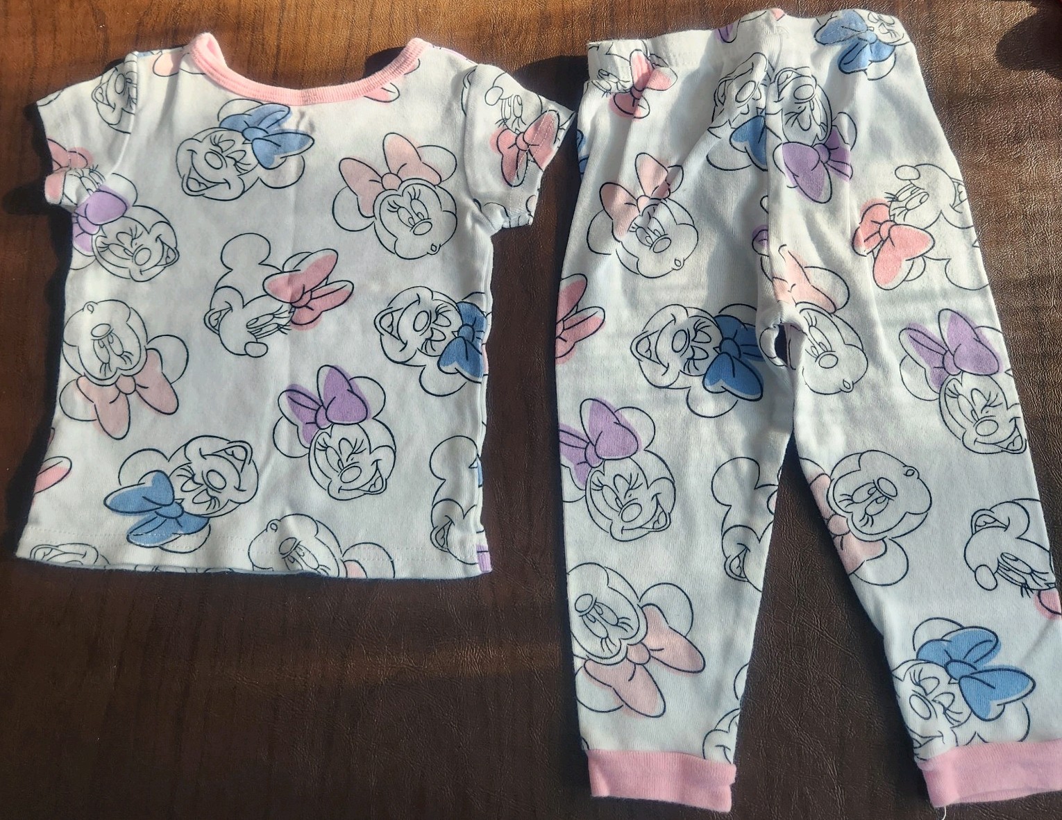 Disney Junior Minnie Mouse Girls 2T Tee 2pc Short Sleeve Knit Cotton Pajama Set