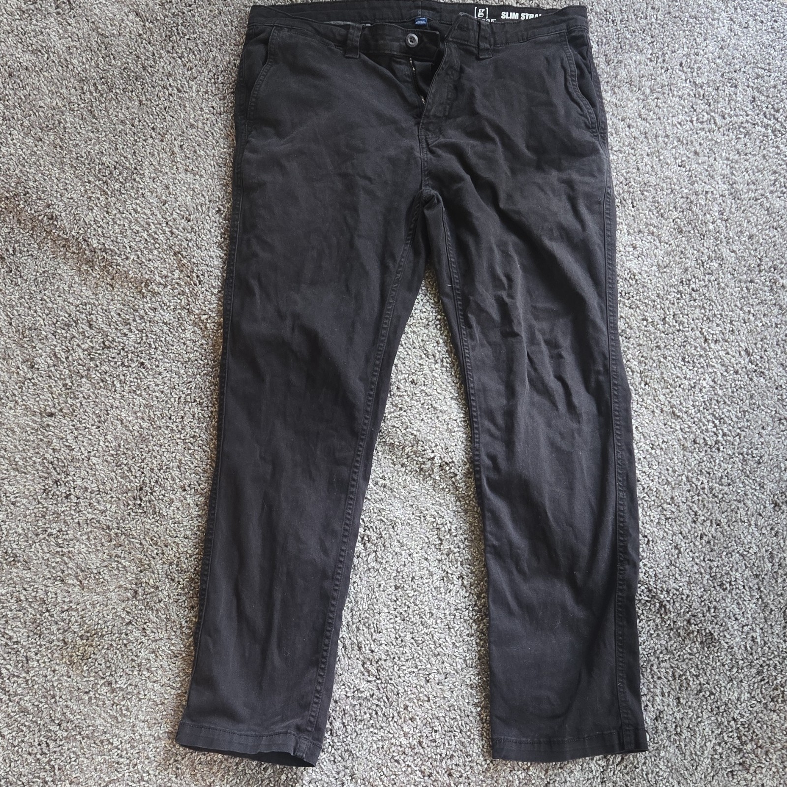 MENS GEORGE Chino Pants Size 34/30 Black Solid Pants Slim Straight