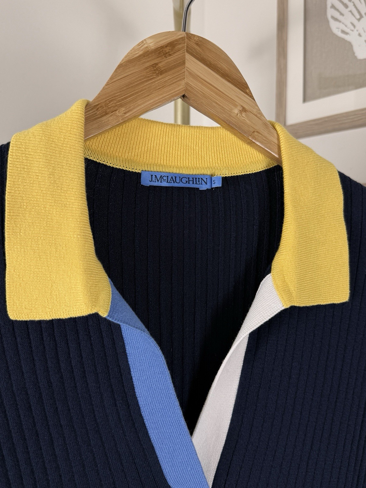 ⭐J. McLaughlin Michaela | Women’s SMALL | Navy Blue COLORBLOCK | Ribbed | Top