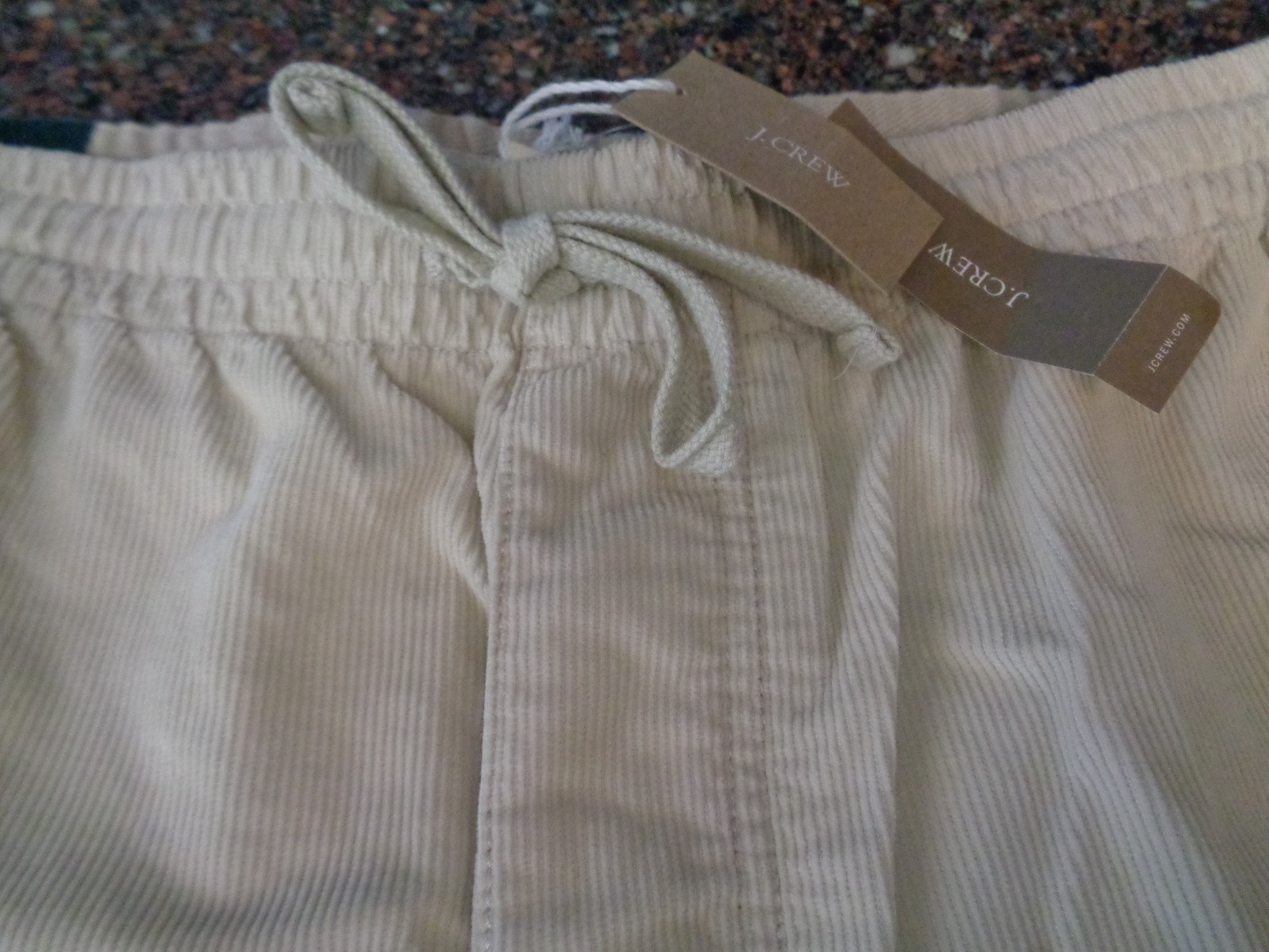 J.CREW Men’s Large Corduroy Drawstring Short Stone 5″ Elastic Waist Shorts NWT
