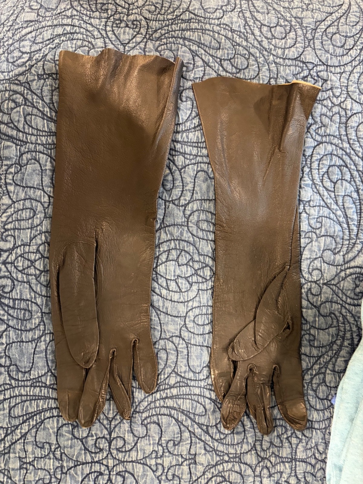 Leather Gloves Black Ladies 7 1/2 Made in Germany 1945-1950 Aris