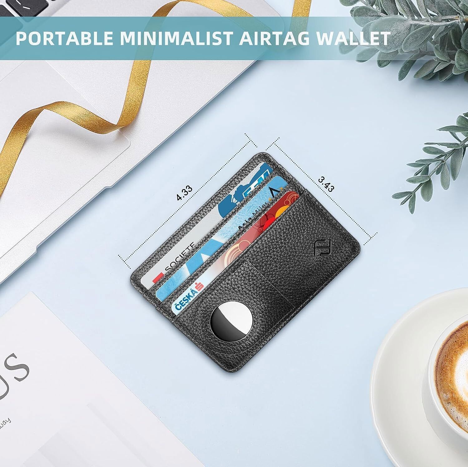 RFID Blocking Slim Credit Card Holder Card Cases with ID Window for AirTag