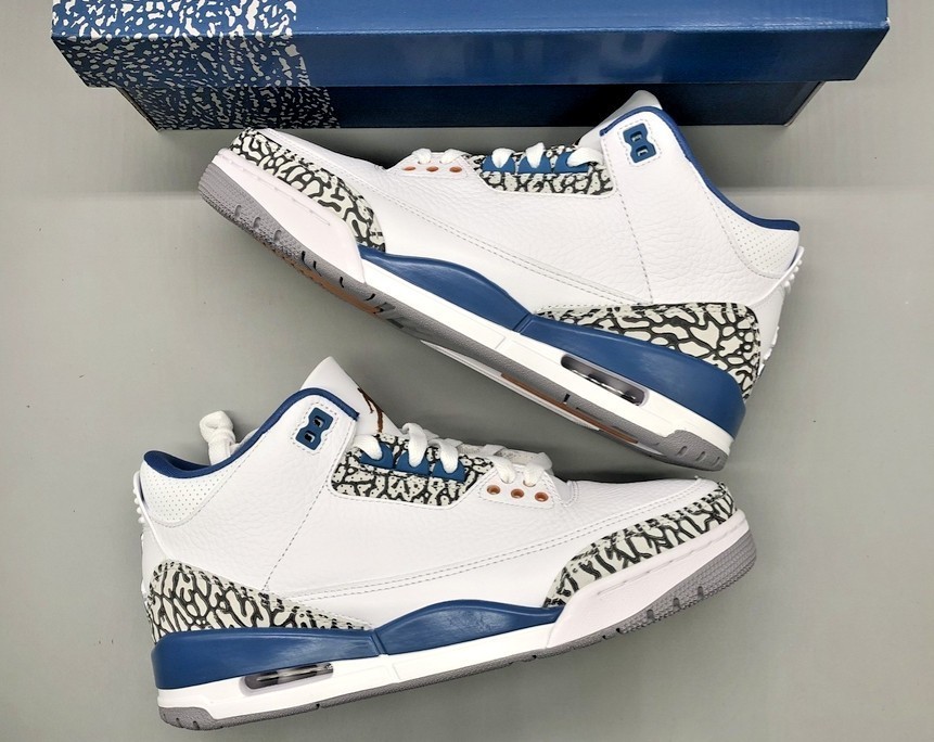 Jordan 3 Retro “White and True Blue” Basketball Shoes Size US 7-12