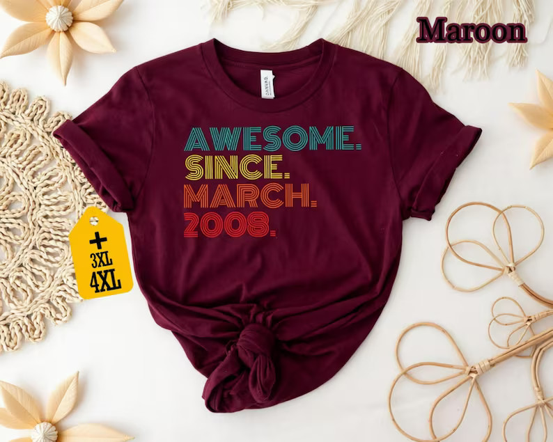 Awesome Since Custom Month Year Comfort Tee Birthday Gift Shirt Top