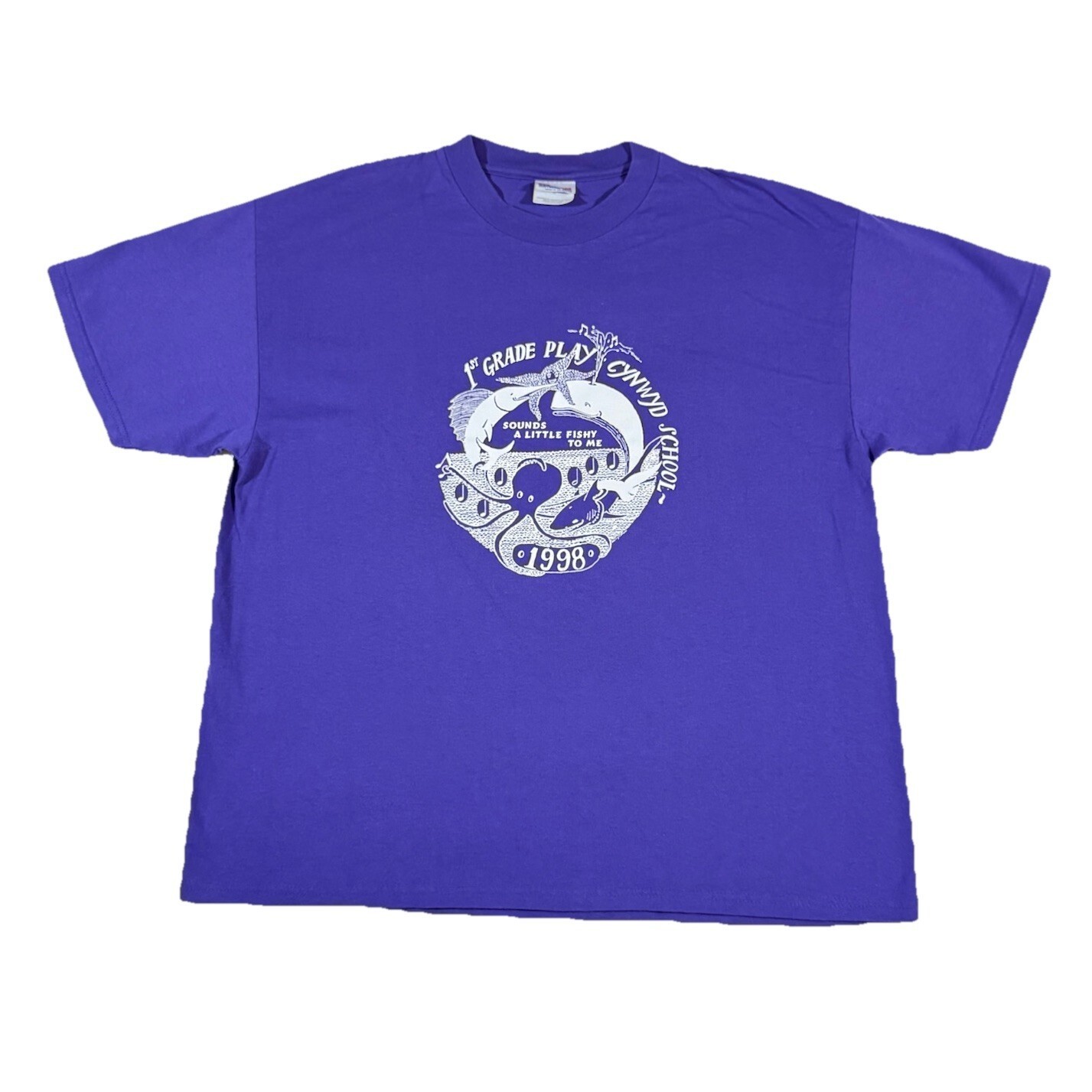 Vintage 1998 Cynwyd School 1st Grade Play T-Shirt Purple Hanes Heavyweight XL