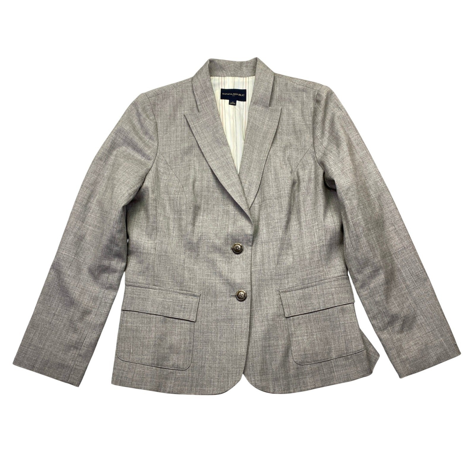 Banana Republic Women’s Gray Blazer Suit Jacket Sz 14 Wool Blend Button Front