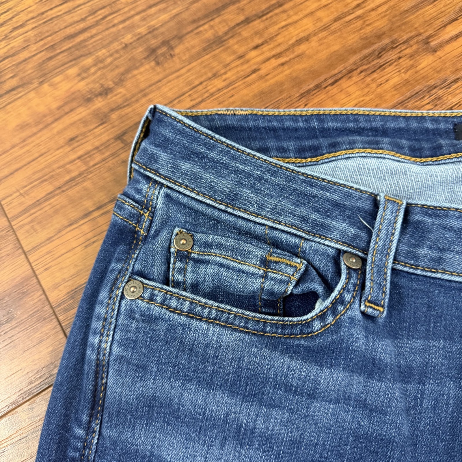 7 For All Mankind Jeans Womens 27 Straight Mid Rise Stretch Denim Kimmie 27×32