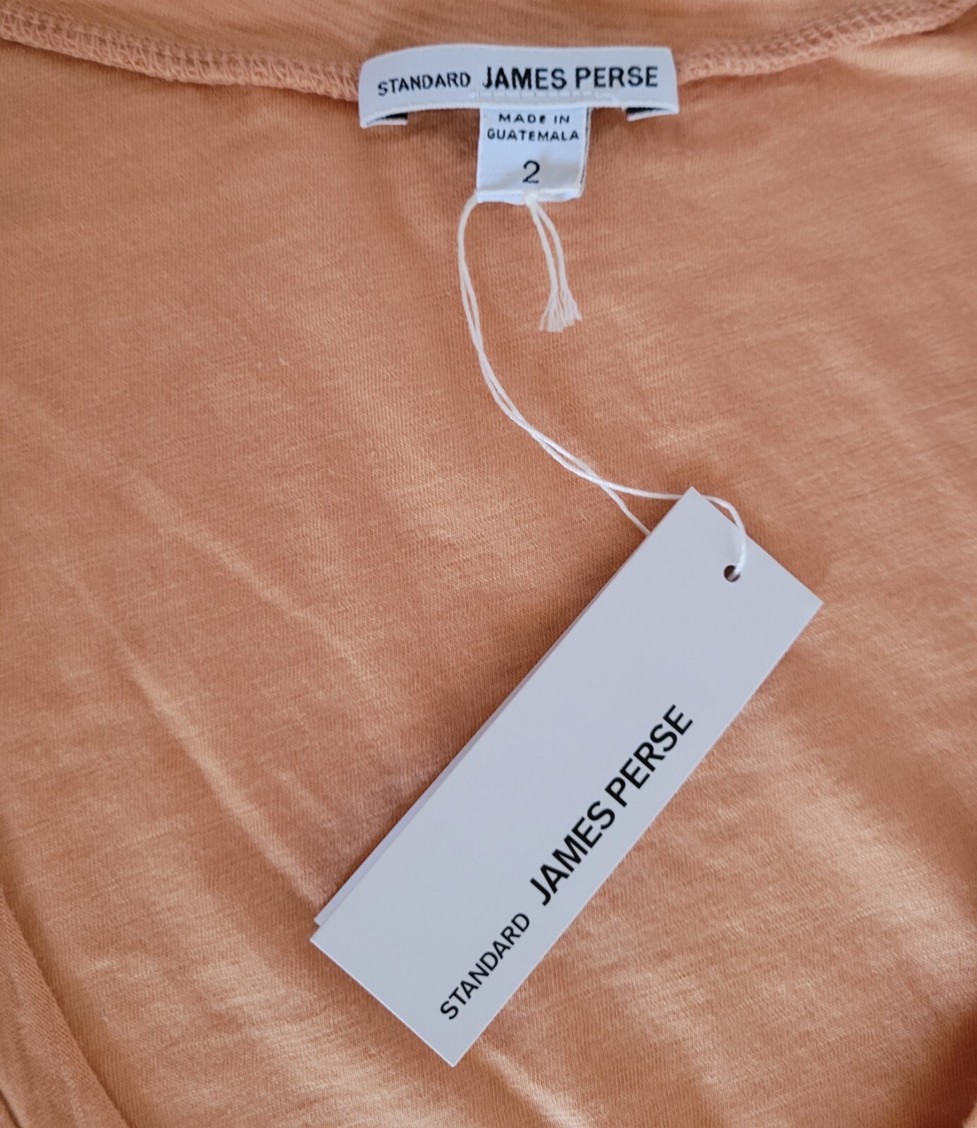 Standard James Perse Womens T-Shirt Deep U-Neck Villa Size 2(M) Peach Tee NEW