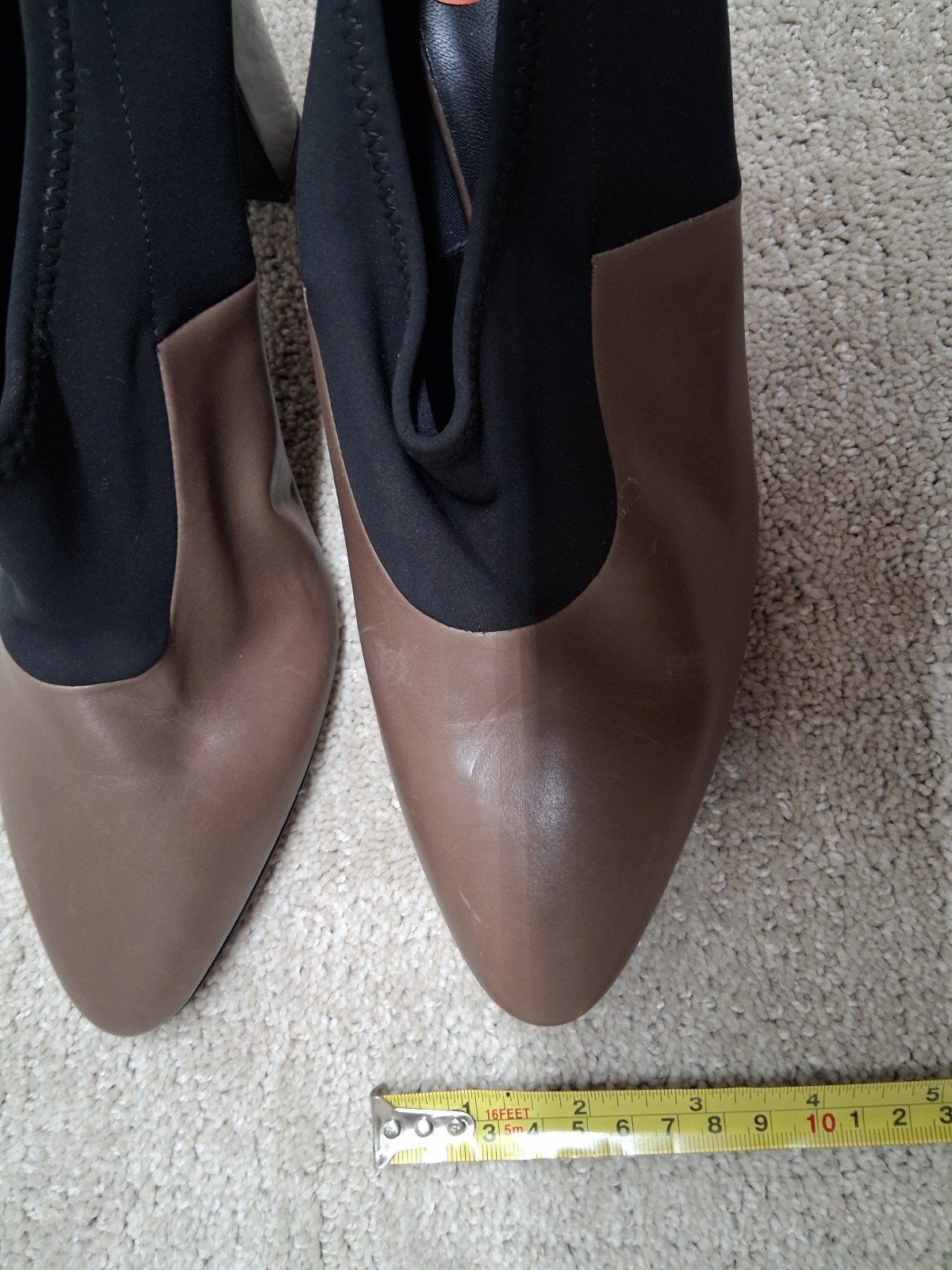 Via Spiga Heels Womens US 11M EUR 38 Tan Leather And Black Fabric ITALY