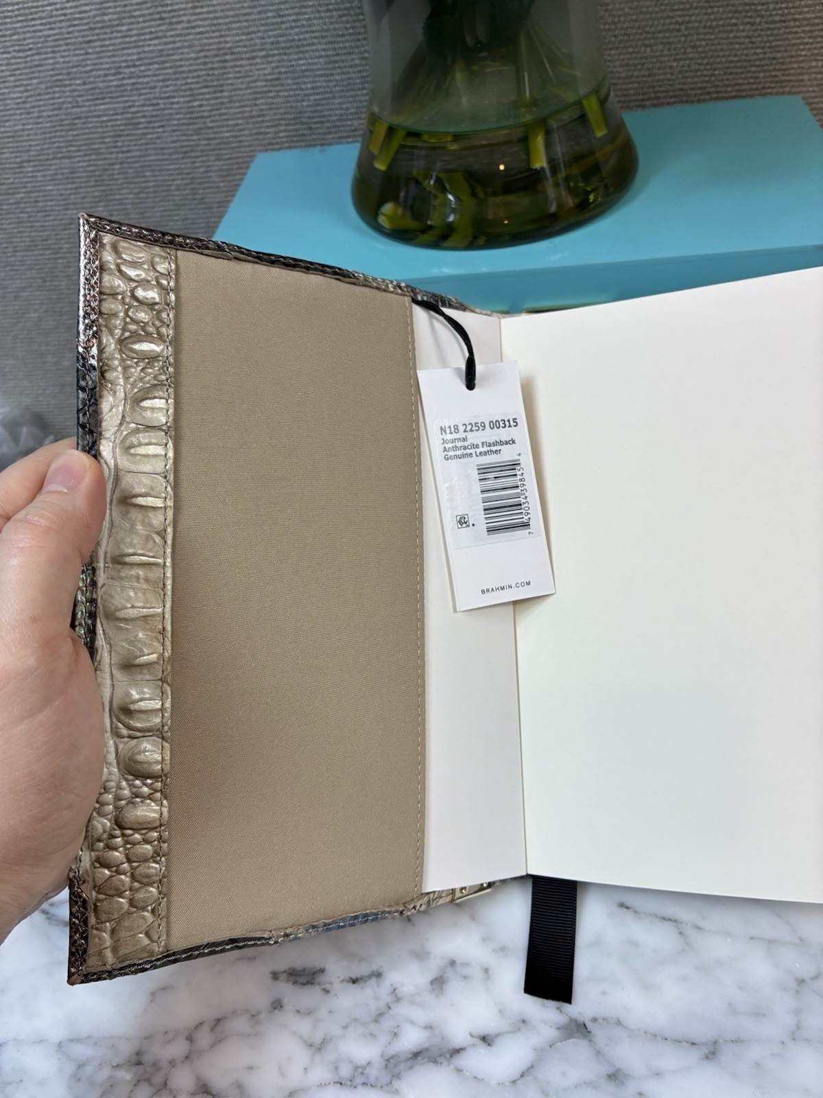 Brahmin Mixed Material Anthracite Flashback Leather Notebook Journal – Rare NWT