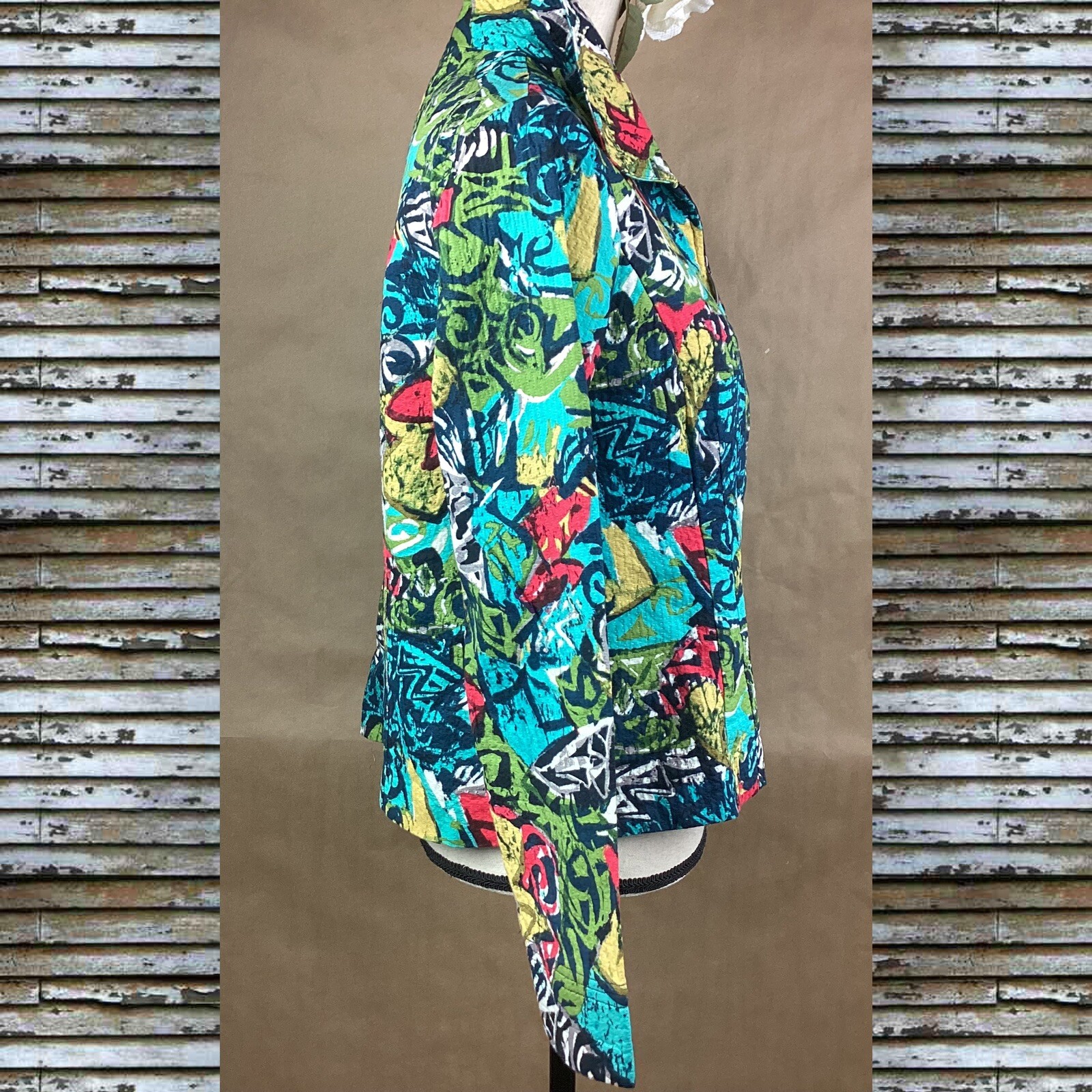 REQUIREMENTS Cotton Blend Blazer Jacket Vibrant Abstract Lined Women’s Size M